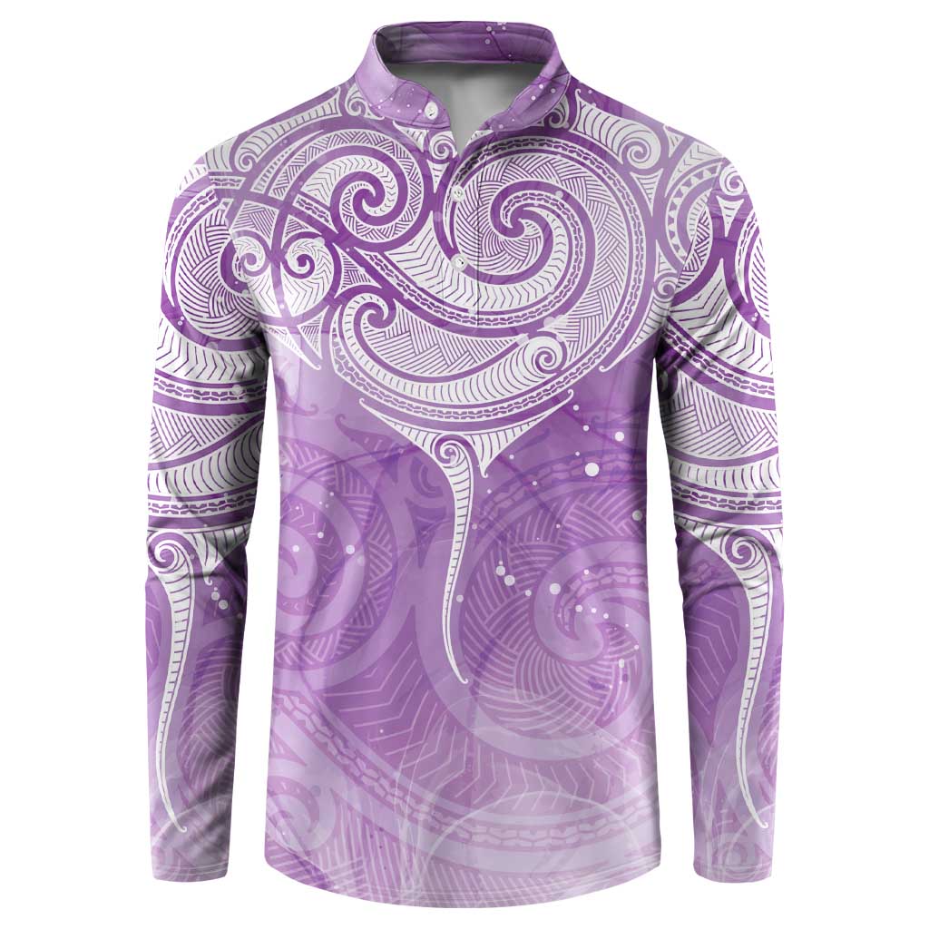 Epilepsy Awareness Maori Aotearoa Button Sweatshirt Manta Ray - Purple Glaze - Aussie Hoodie