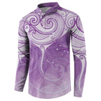 Epilepsy Awareness Maori Aotearoa Button Sweatshirt Manta Ray - Purple Glaze - Aussie Hoodie