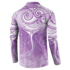 Epilepsy Awareness Maori Aotearoa Button Sweatshirt Manta Ray - Purple Glaze - Aussie Hoodie