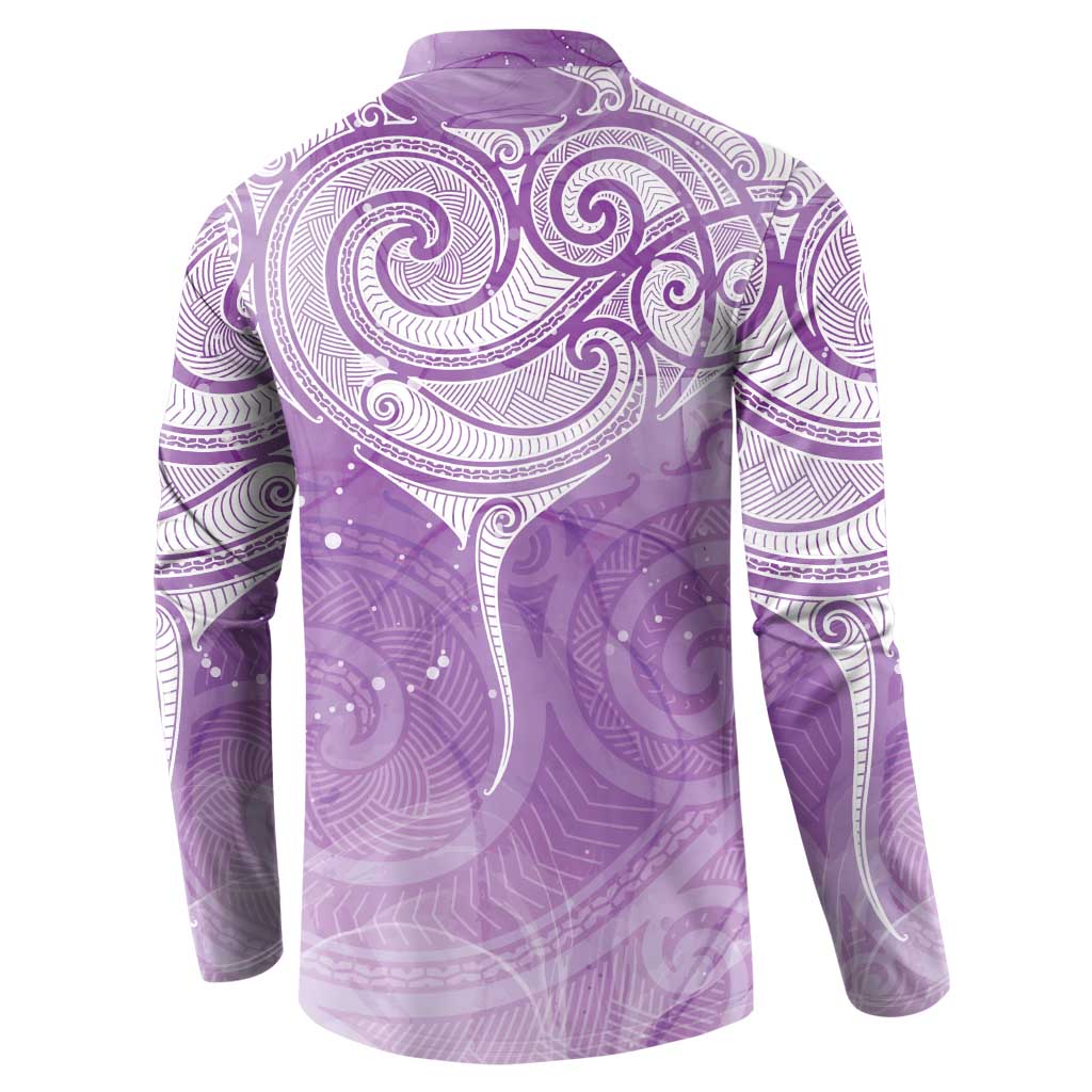 Epilepsy Awareness Maori Aotearoa Button Sweatshirt Manta Ray - Purple Glaze - Aussie Hoodie