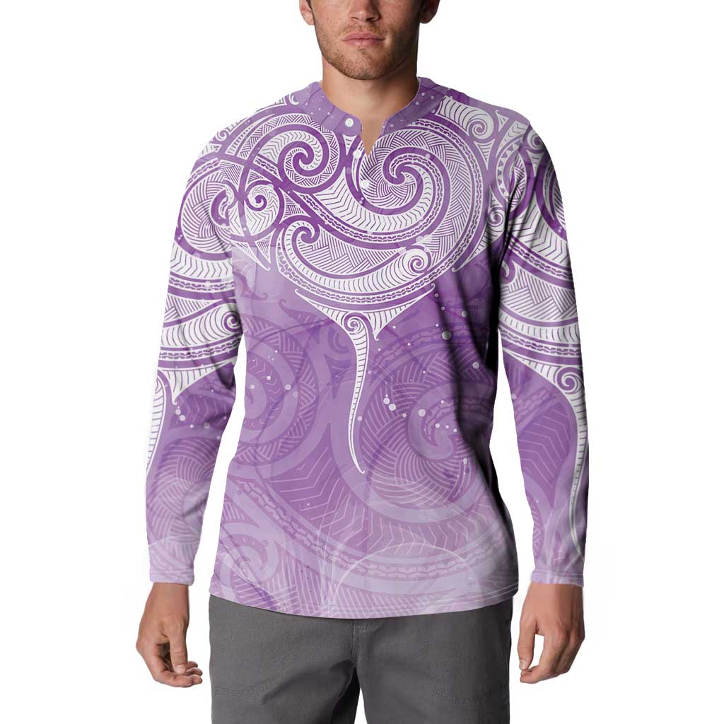 Epilepsy Awareness Maori Aotearoa Button Sweatshirt Manta Ray - Purple Glaze - Aussie Hoodie