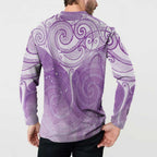 Epilepsy Awareness Maori Aotearoa Button Sweatshirt Manta Ray - Purple Glaze - Aussie Hoodie