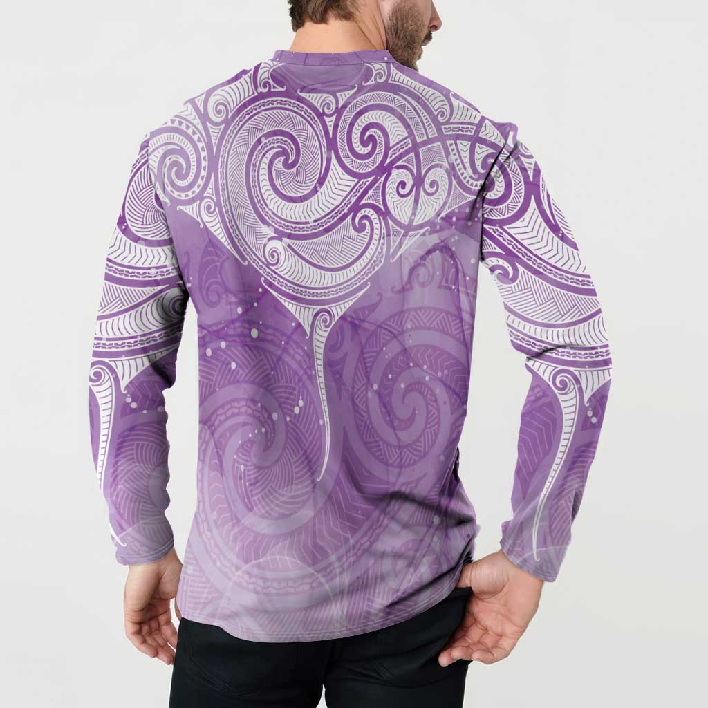 Epilepsy Awareness Maori Aotearoa Button Sweatshirt Manta Ray - Purple Glaze - Aussie Hoodie
