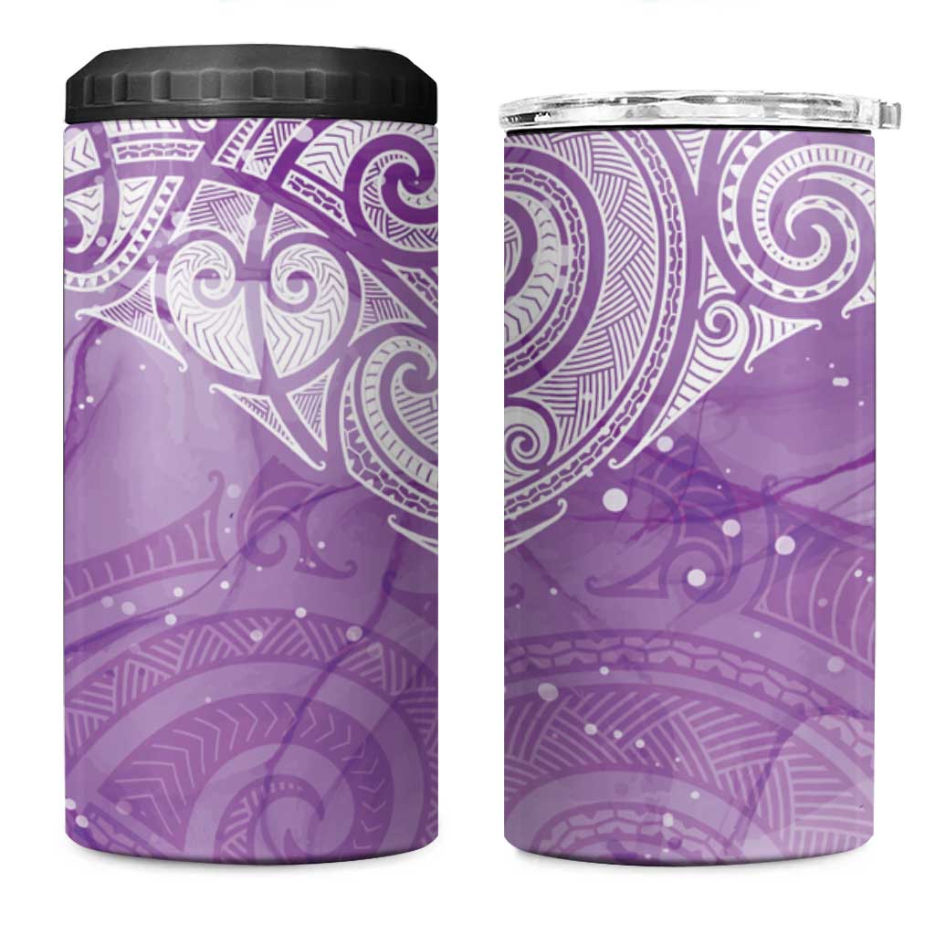 Epilepsy Awareness Maori Aotearoa 4 in 1 Can Cooler Tumbler Manta Ray - Purple Glaze - Aussie Hoodie