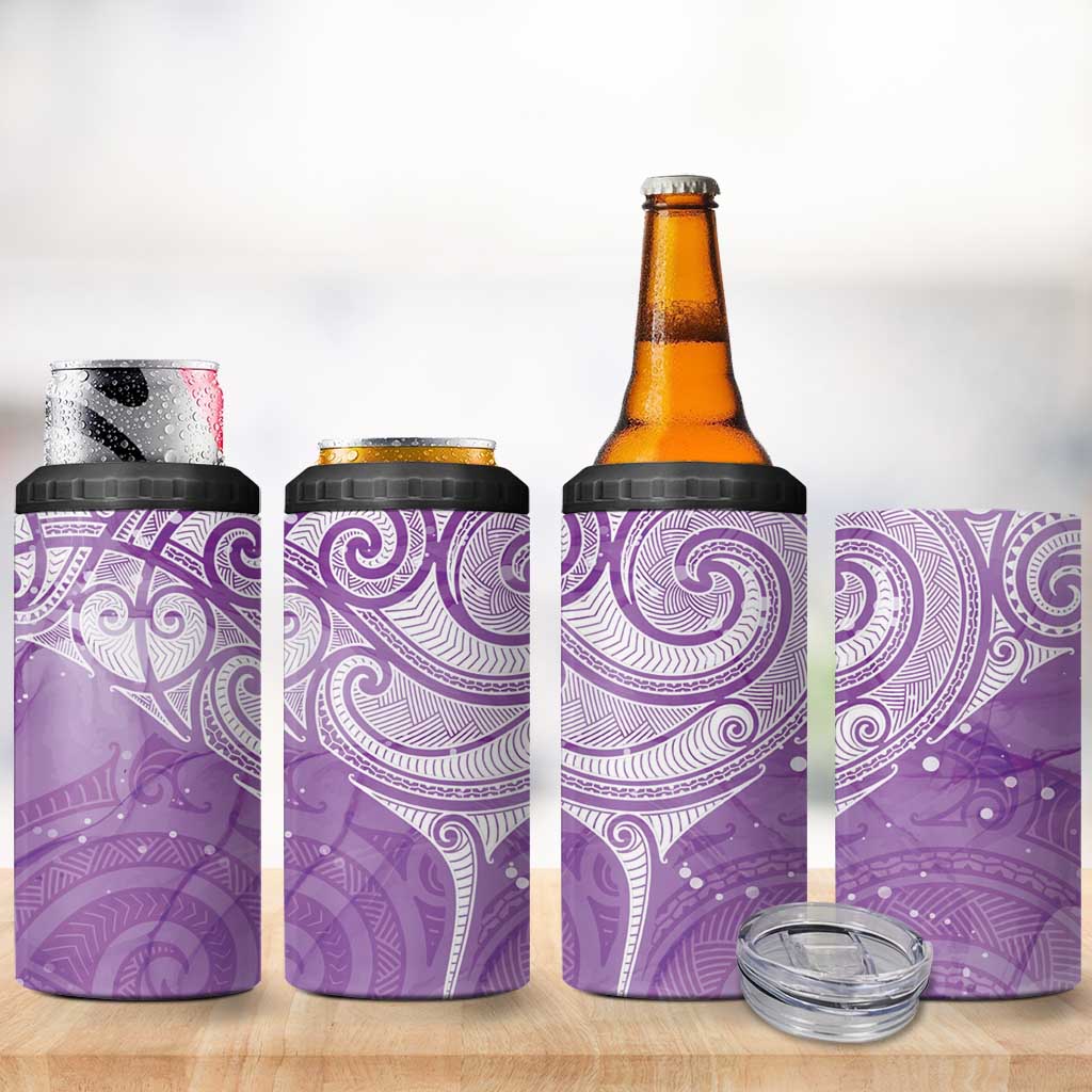 Epilepsy Awareness Maori Aotearoa 4 in 1 Can Cooler Tumbler Manta Ray - Purple Glaze - Aussie Hoodie