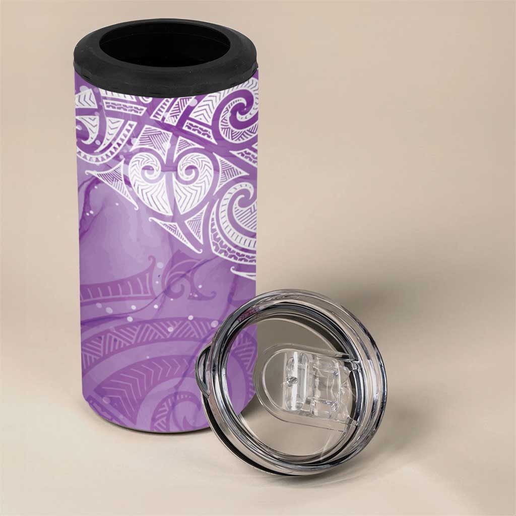 Epilepsy Awareness Maori Aotearoa 4 in 1 Can Cooler Tumbler Manta Ray - Purple Glaze - Aussie Hoodie
