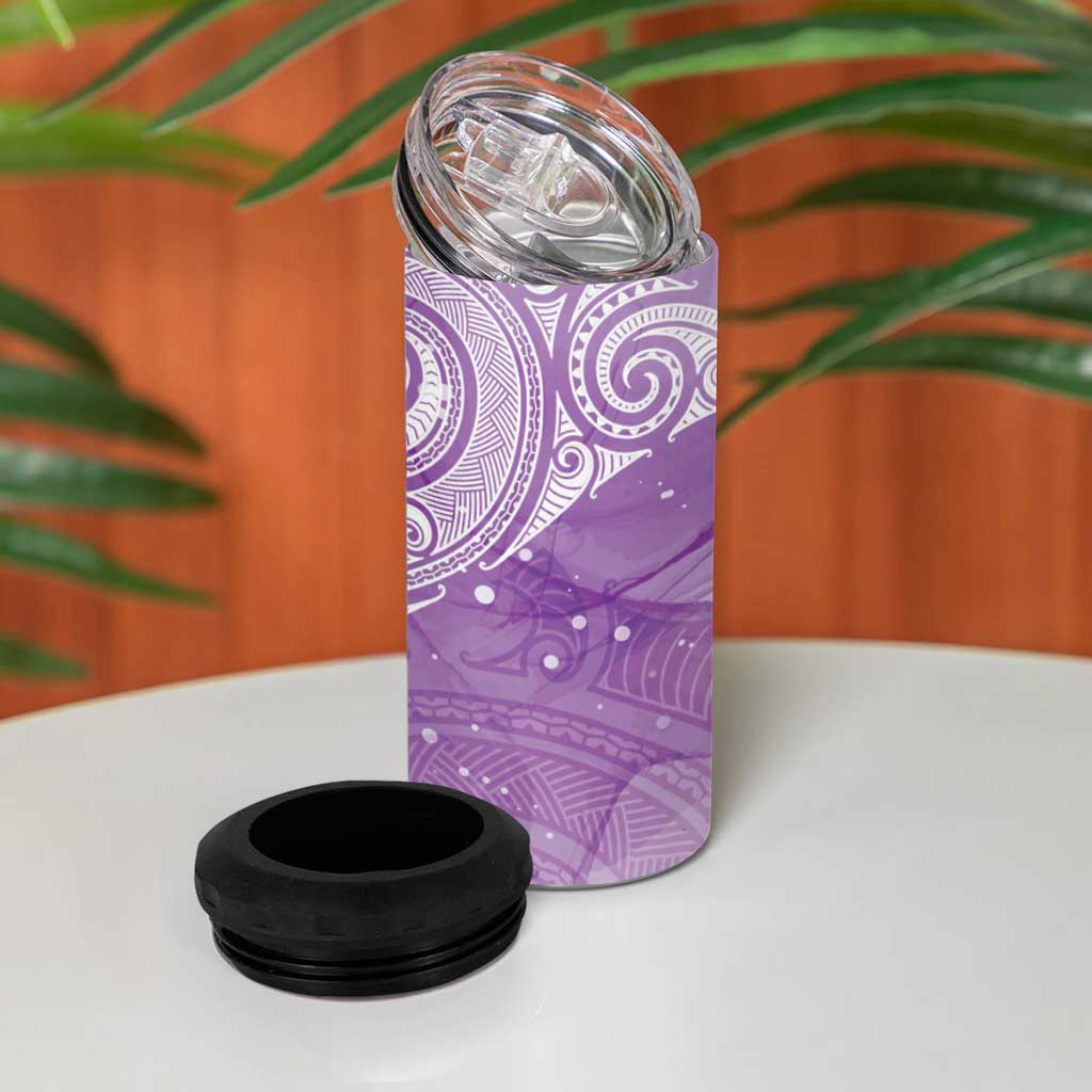 Epilepsy Awareness Maori Aotearoa 4 in 1 Can Cooler Tumbler Manta Ray - Purple Glaze - Aussie Hoodie
