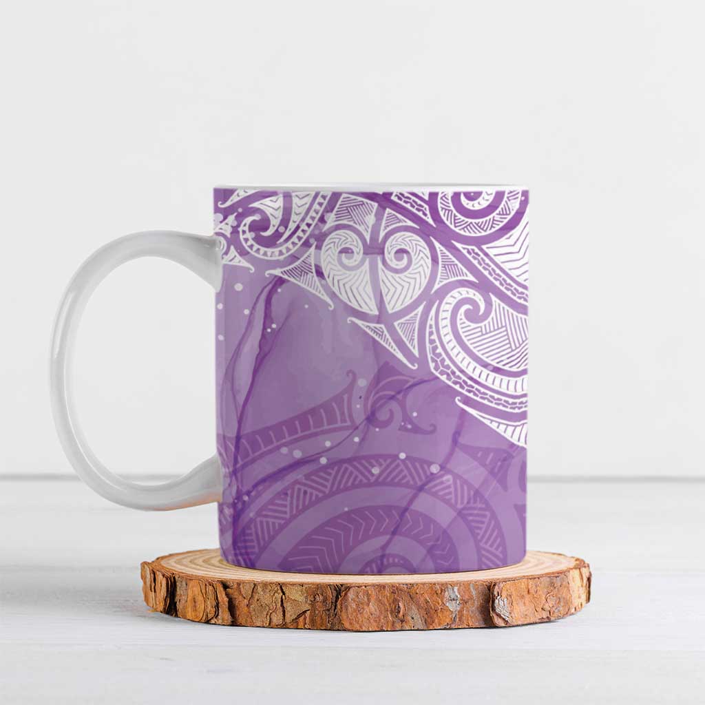 Epilepsy Awareness Maori Aotearoa Ceramic Mug Manta Ray - Purple Glaze - Aussie Hoodie