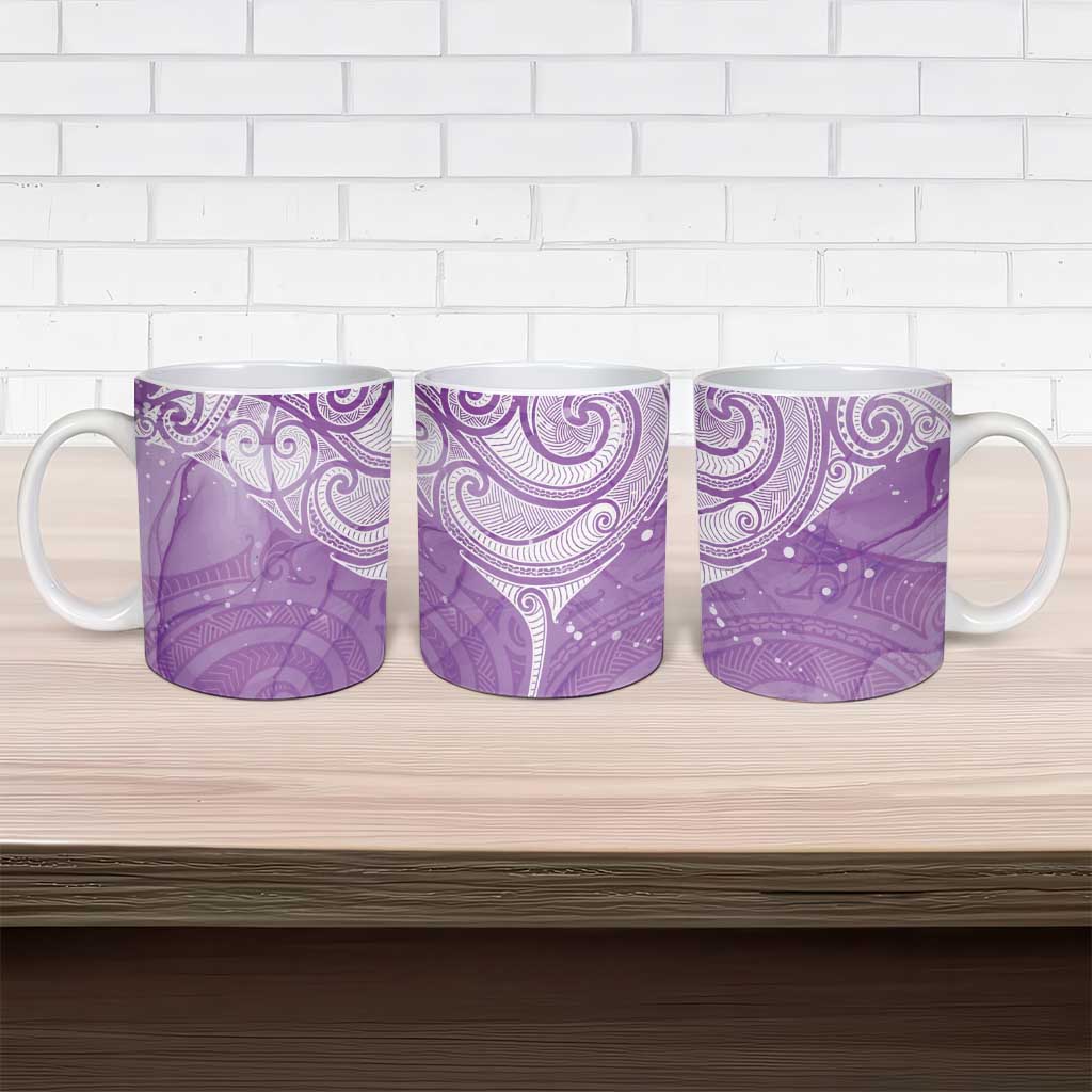 Epilepsy Awareness Maori Aotearoa Ceramic Mug Manta Ray - Purple Glaze - Aussie Hoodie
