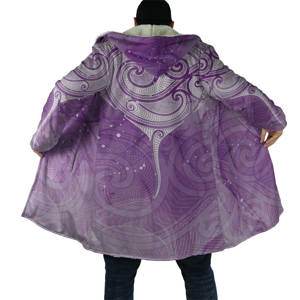 Epilepsy Awareness Maori Aotearoa Cloak Manta Ray - Purple Glaze - Aussie Hoodie