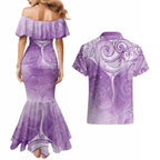 Epilepsy Awareness Maori Aotearoa Couples Matching Mermaid Dress and Hawaiian Shirt Manta Ray - Purple Glaze - Aussie Hoodie