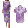 Epilepsy Awareness Maori Aotearoa Couples Matching Puletasi and Hawaiian Shirt Manta Ray - Purple Glaze - Aussie Hoodie