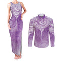 Epilepsy Awareness Maori Aotearoa Couples Matching Tank Maxi Dress and Long Sleeve Button Shirt Manta Ray - Purple Glaze - Aussie Hoodie