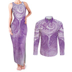 Epilepsy Awareness Maori Aotearoa Couples Matching Tank Maxi Dress and Long Sleeve Button Shirt Manta Ray - Purple Glaze - Aussie Hoodie