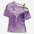 Epilepsy Awareness Maori Aotearoa Cross Shoulder Shirt Manta Ray - Purple Glaze - Aussie Hoodie