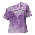 Epilepsy Awareness Maori Aotearoa Cross Shoulder Shirt Manta Ray - Purple Glaze - Aussie Hoodie