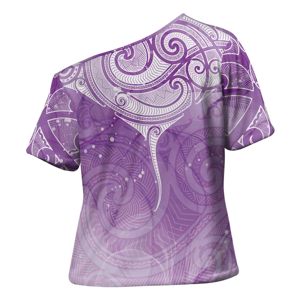 Epilepsy Awareness Maori Aotearoa Cross Shoulder Shirt Manta Ray - Purple Glaze - Aussie Hoodie