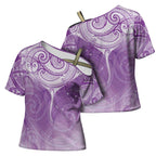 Epilepsy Awareness Maori Aotearoa Cross Shoulder Shirt Manta Ray - Purple Glaze - Aussie Hoodie