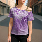 Epilepsy Awareness Maori Aotearoa Cross Shoulder Shirt Manta Ray - Purple Glaze - Aussie Hoodie