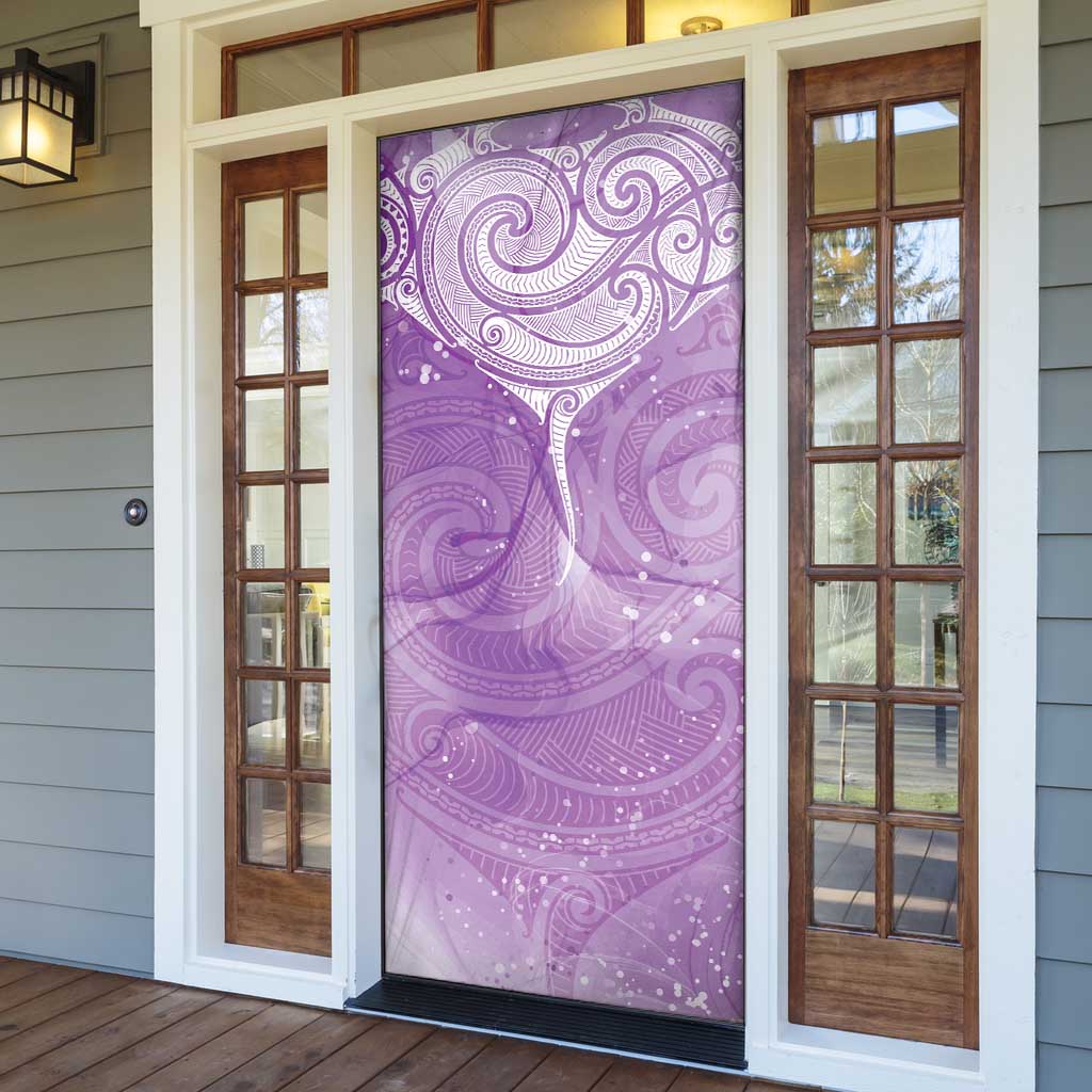 Epilepsy Awareness Maori Aotearoa Door Cover Manta Ray - Purple Glaze - Aussie Hoodie