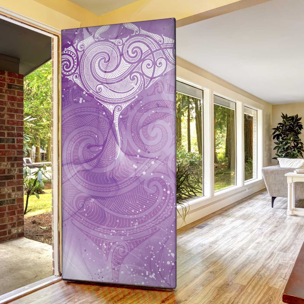 Epilepsy Awareness Maori Aotearoa Door Cover Manta Ray - Purple Glaze - Aussie Hoodie