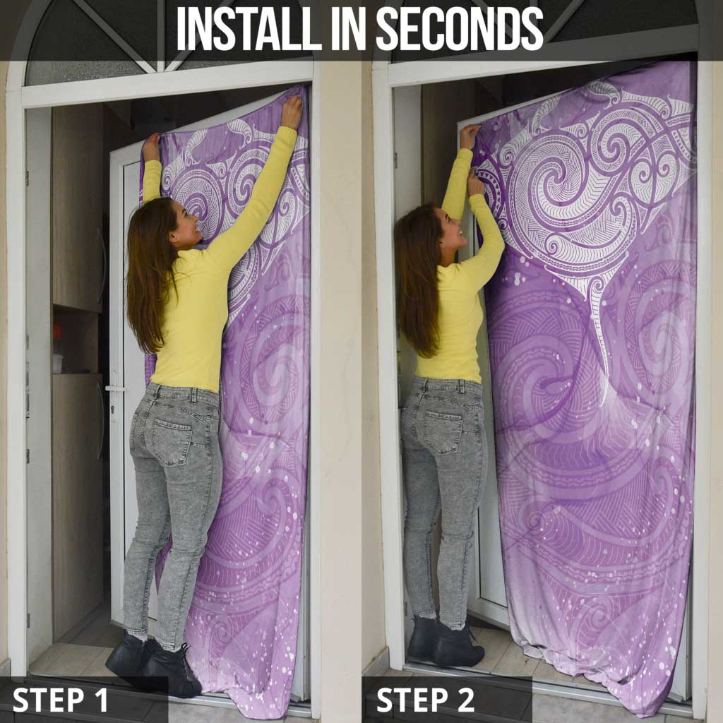 Epilepsy Awareness Maori Aotearoa Door Cover Manta Ray - Purple Glaze - Aussie Hoodie