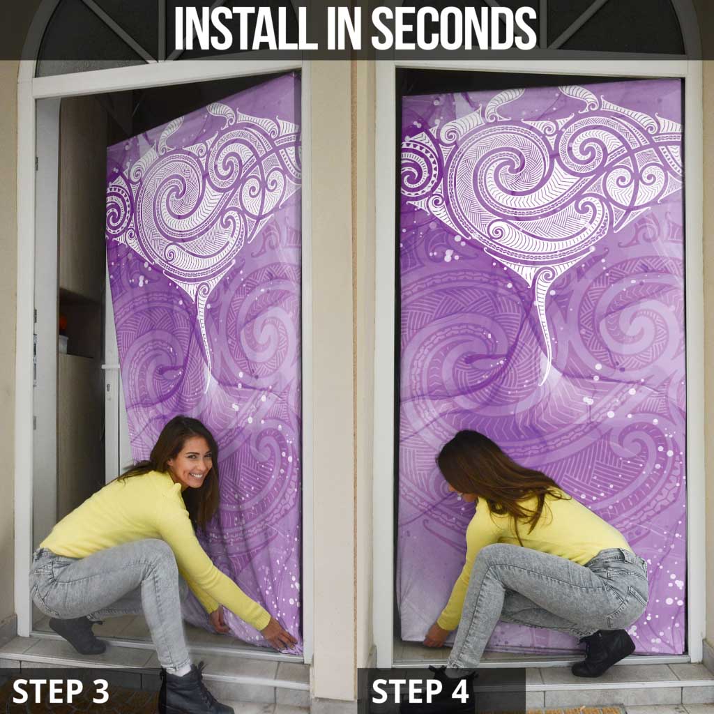 Epilepsy Awareness Maori Aotearoa Door Cover Manta Ray - Purple Glaze - Aussie Hoodie
