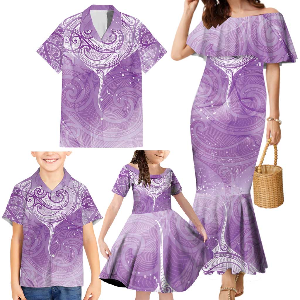Epilepsy Awareness Maori Aotearoa Family Matching Mermaid Dress and Hawaiian Shirt Manta Ray - Purple Glaze - Aussie Hoodie