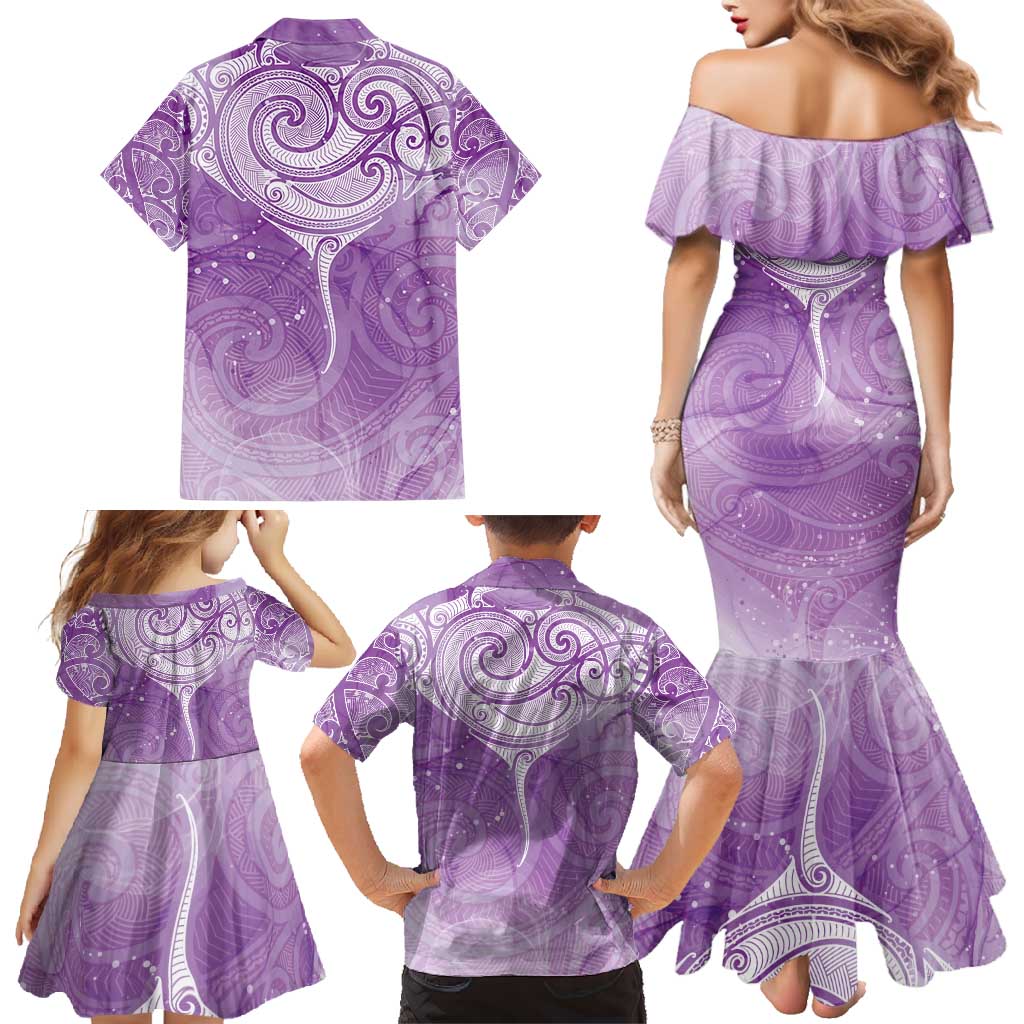Epilepsy Awareness Maori Aotearoa Family Matching Mermaid Dress and Hawaiian Shirt Manta Ray - Purple Glaze - Aussie Hoodie