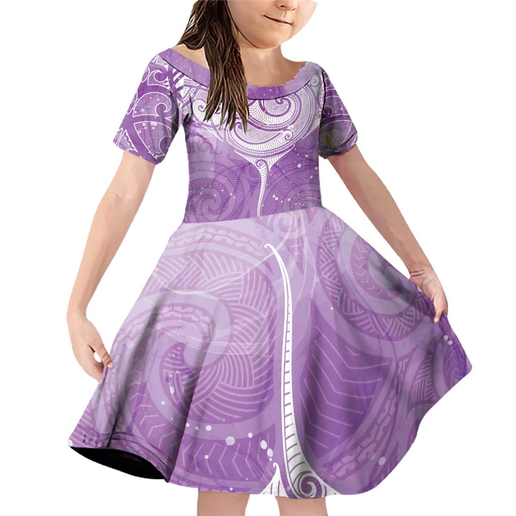 Epilepsy Awareness Maori Aotearoa Family Matching Off Shoulder Short Dress and Hawaiian Shirt Manta Ray - Purple Glaze - Aussie Hoodie