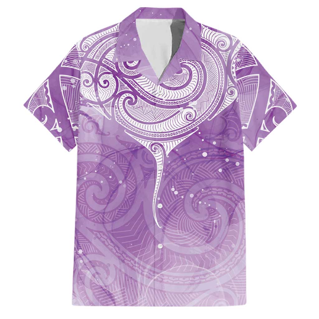 Epilepsy Awareness Maori Aotearoa Family Matching Off Shoulder Short Dress and Hawaiian Shirt Manta Ray - Purple Glaze - Aussie Hoodie