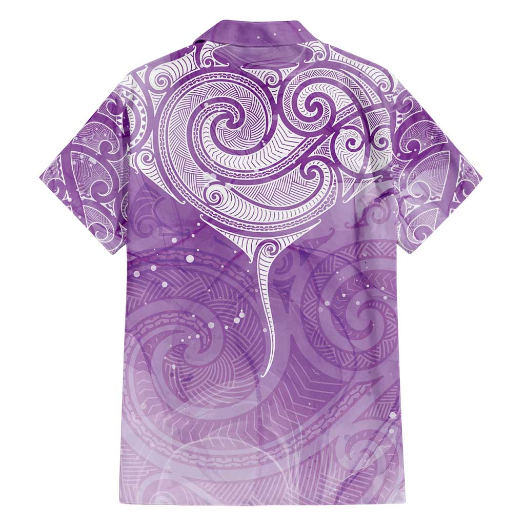 Epilepsy Awareness Maori Aotearoa Family Matching Off Shoulder Short Dress and Hawaiian Shirt Manta Ray - Purple Glaze - Aussie Hoodie