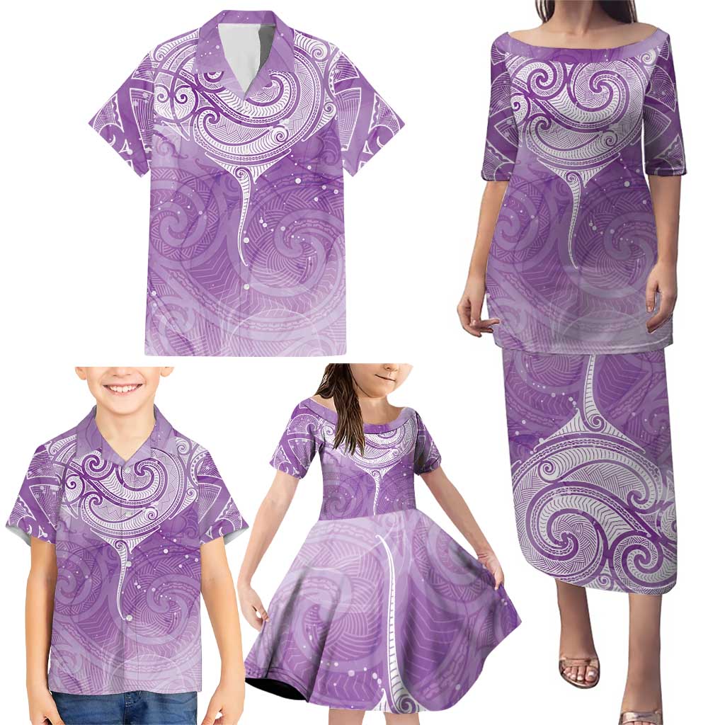 Epilepsy Awareness Maori Aotearoa Family Matching Puletasi and Hawaiian Shirt Manta Ray - Purple Glaze - Aussie Hoodie