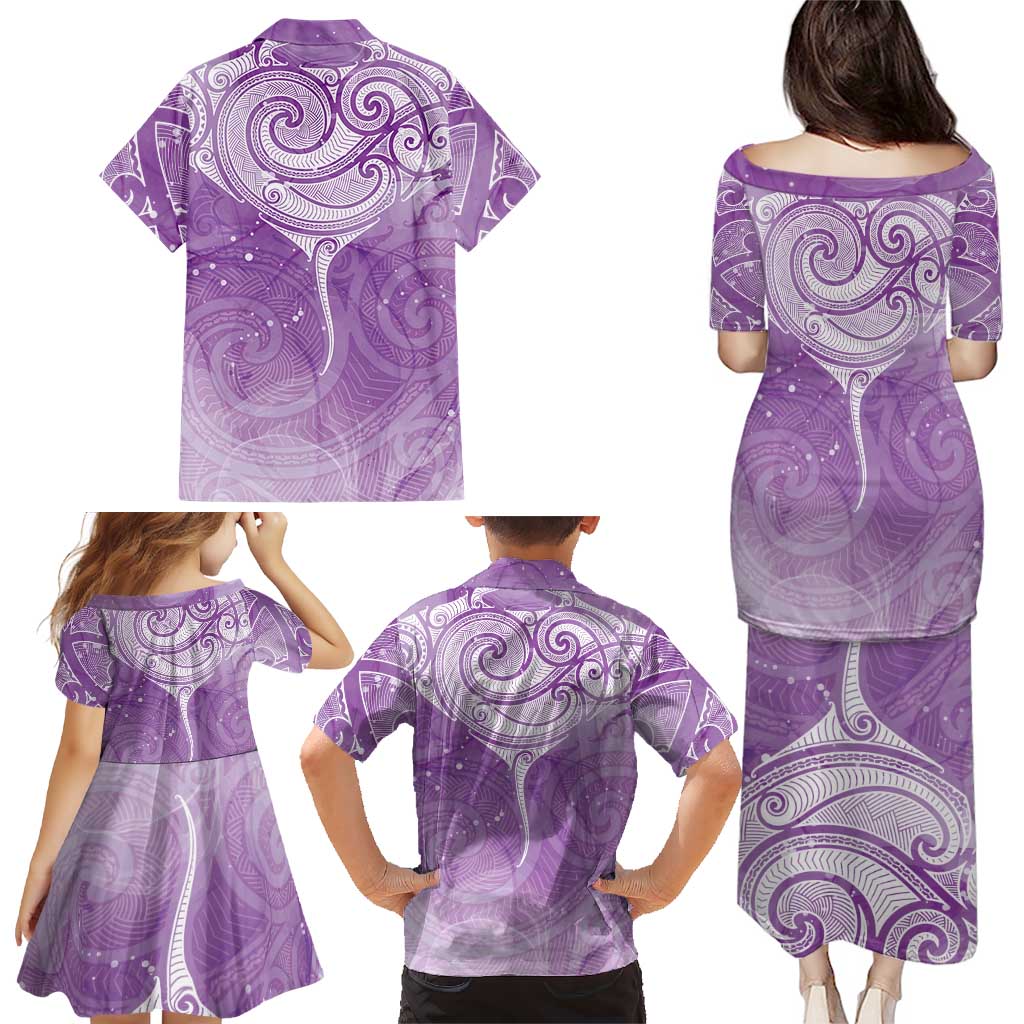 Epilepsy Awareness Maori Aotearoa Family Matching Puletasi and Hawaiian Shirt Manta Ray - Purple Glaze - Aussie Hoodie