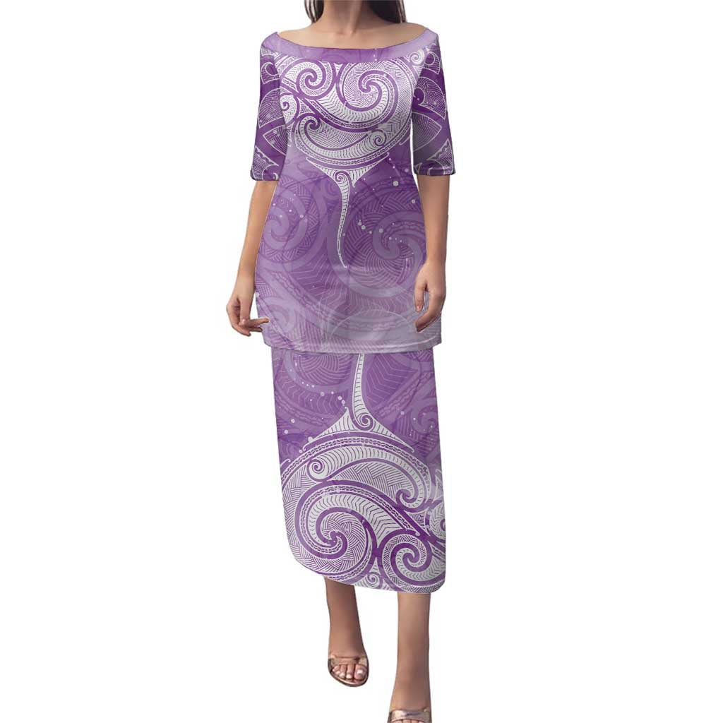 Epilepsy Awareness Maori Aotearoa Family Matching Puletasi and Hawaiian Shirt Manta Ray - Purple Glaze - Aussie Hoodie