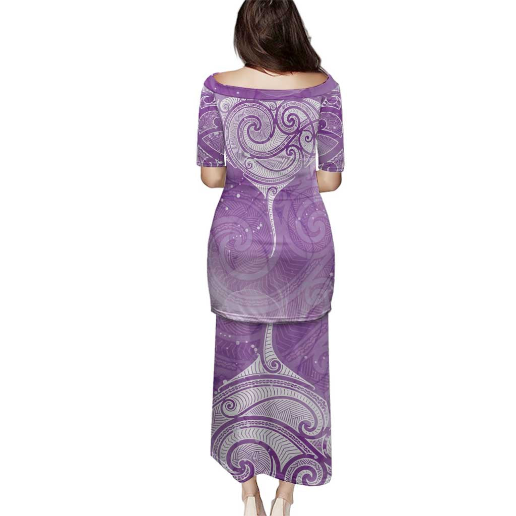 Epilepsy Awareness Maori Aotearoa Family Matching Puletasi and Hawaiian Shirt Manta Ray - Purple Glaze - Aussie Hoodie