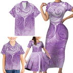 Epilepsy Awareness Maori Aotearoa Family Matching Short Sleeve Bodycon Dress and Hawaiian Shirt Manta Ray - Purple Glaze - Aussie Hoodie