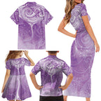 Epilepsy Awareness Maori Aotearoa Family Matching Short Sleeve Bodycon Dress and Hawaiian Shirt Manta Ray - Purple Glaze - Aussie Hoodie