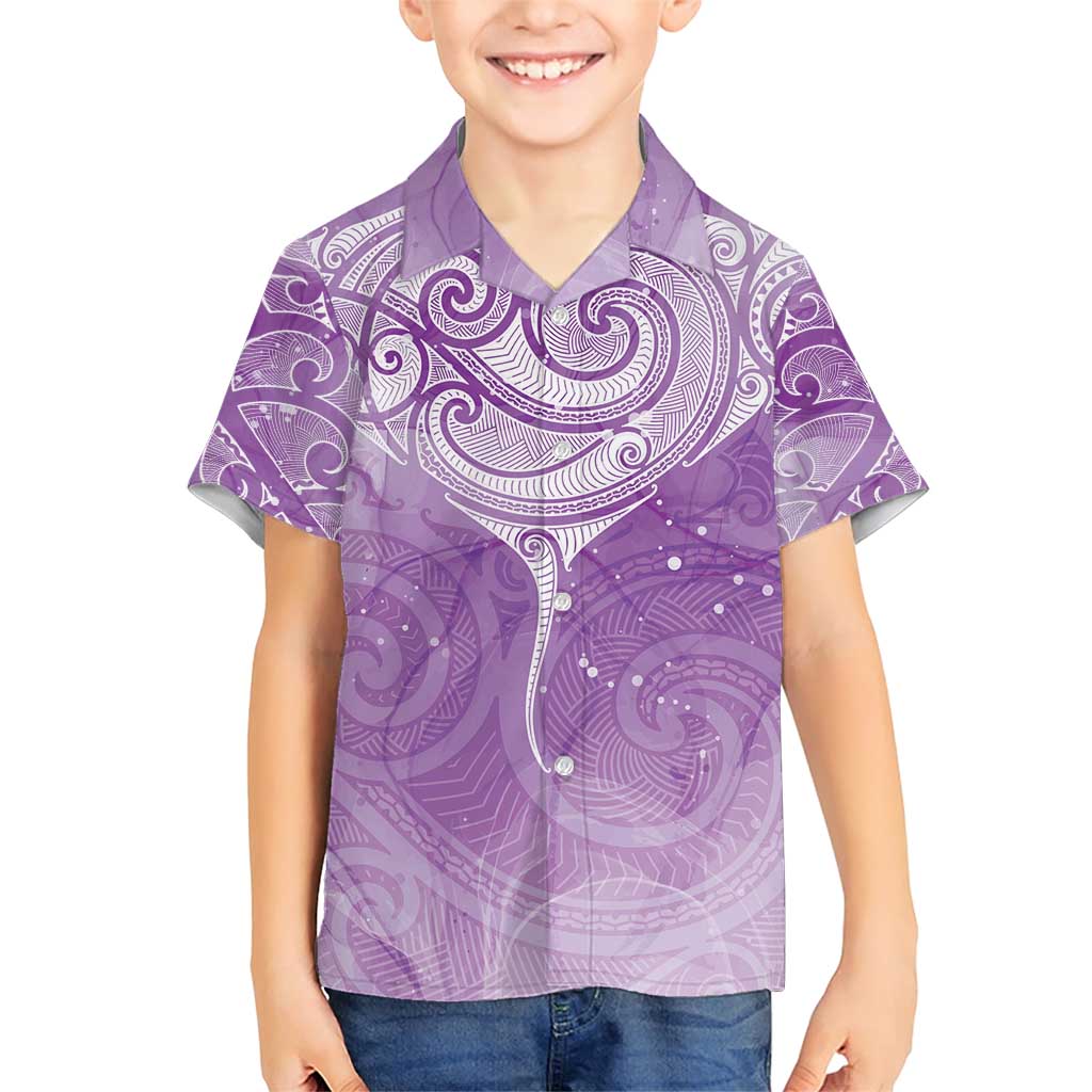 Epilepsy Awareness Maori Aotearoa Family Matching Short Sleeve Bodycon Dress and Hawaiian Shirt Manta Ray - Purple Glaze - Aussie Hoodie