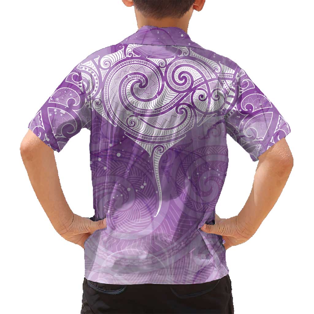 Epilepsy Awareness Maori Aotearoa Family Matching Summer Maxi Dress and Hawaiian Shirt Manta Ray - Purple Glaze - Aussie Hoodie