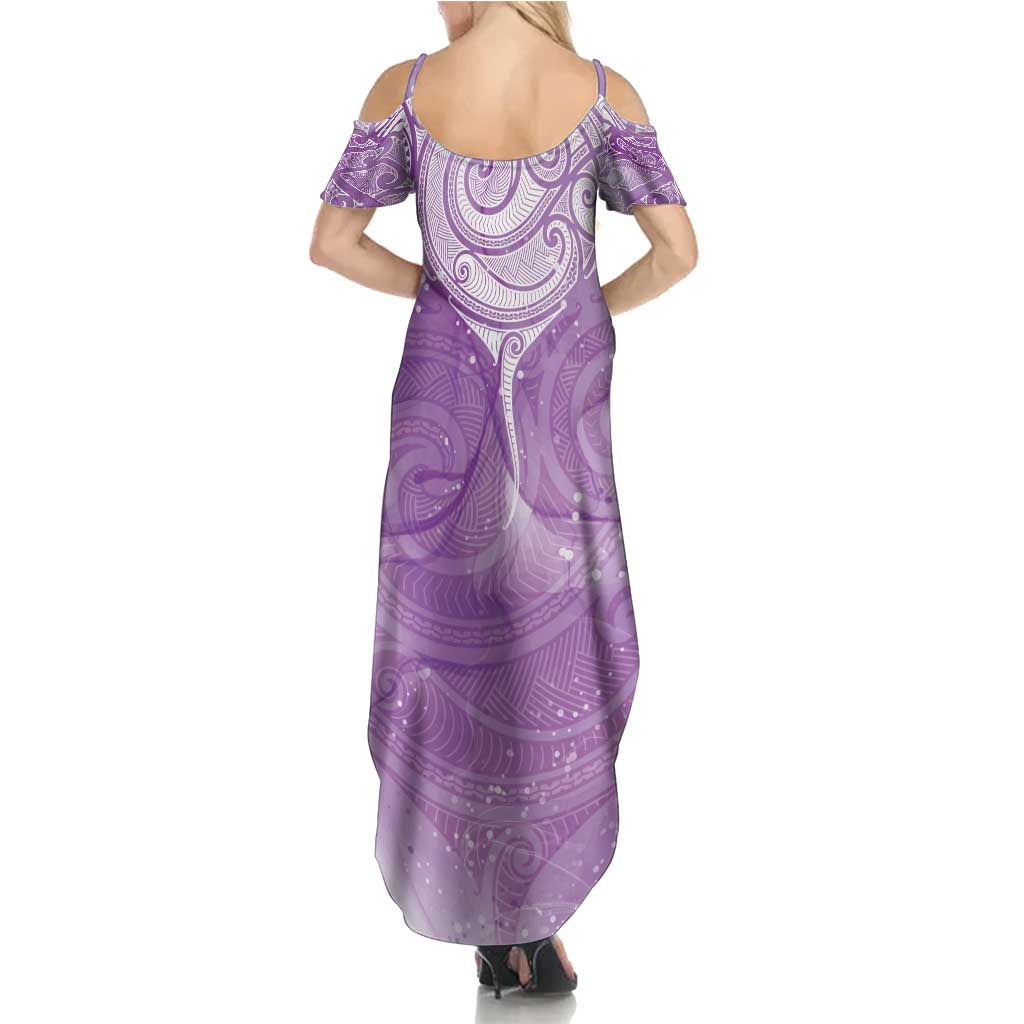 Epilepsy Awareness Maori Aotearoa Family Matching Summer Maxi Dress and Hawaiian Shirt Manta Ray - Purple Glaze - Aussie Hoodie