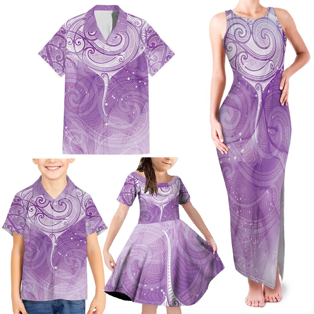Epilepsy Awareness Maori Aotearoa Family Matching Tank Maxi Dress and Hawaiian Shirt Manta Ray - Purple Glaze - Aussie Hoodie