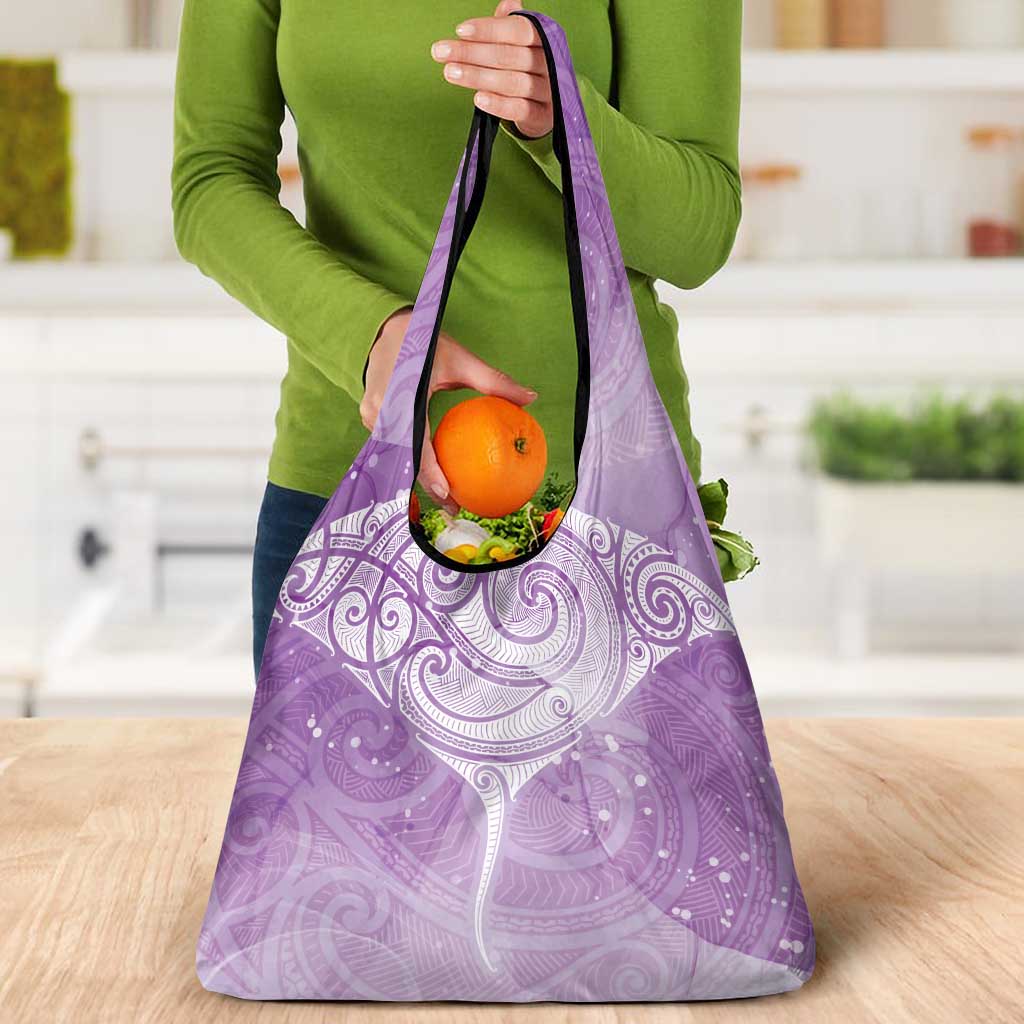 Epilepsy Awareness Maori Aotearoa Grocery Bag Manta Ray - Purple Glaze - Aussie Hoodie