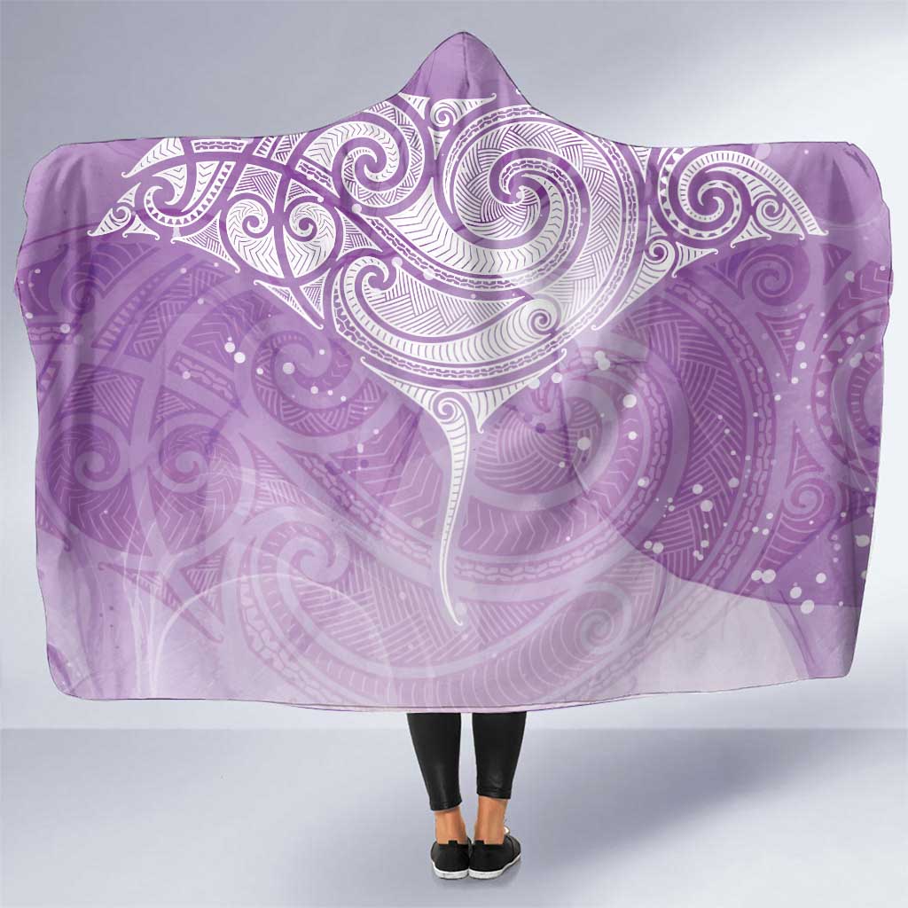 Epilepsy Awareness Maori Aotearoa Hooded Blanket Manta Ray - Purple Glaze - Aussie Hoodie