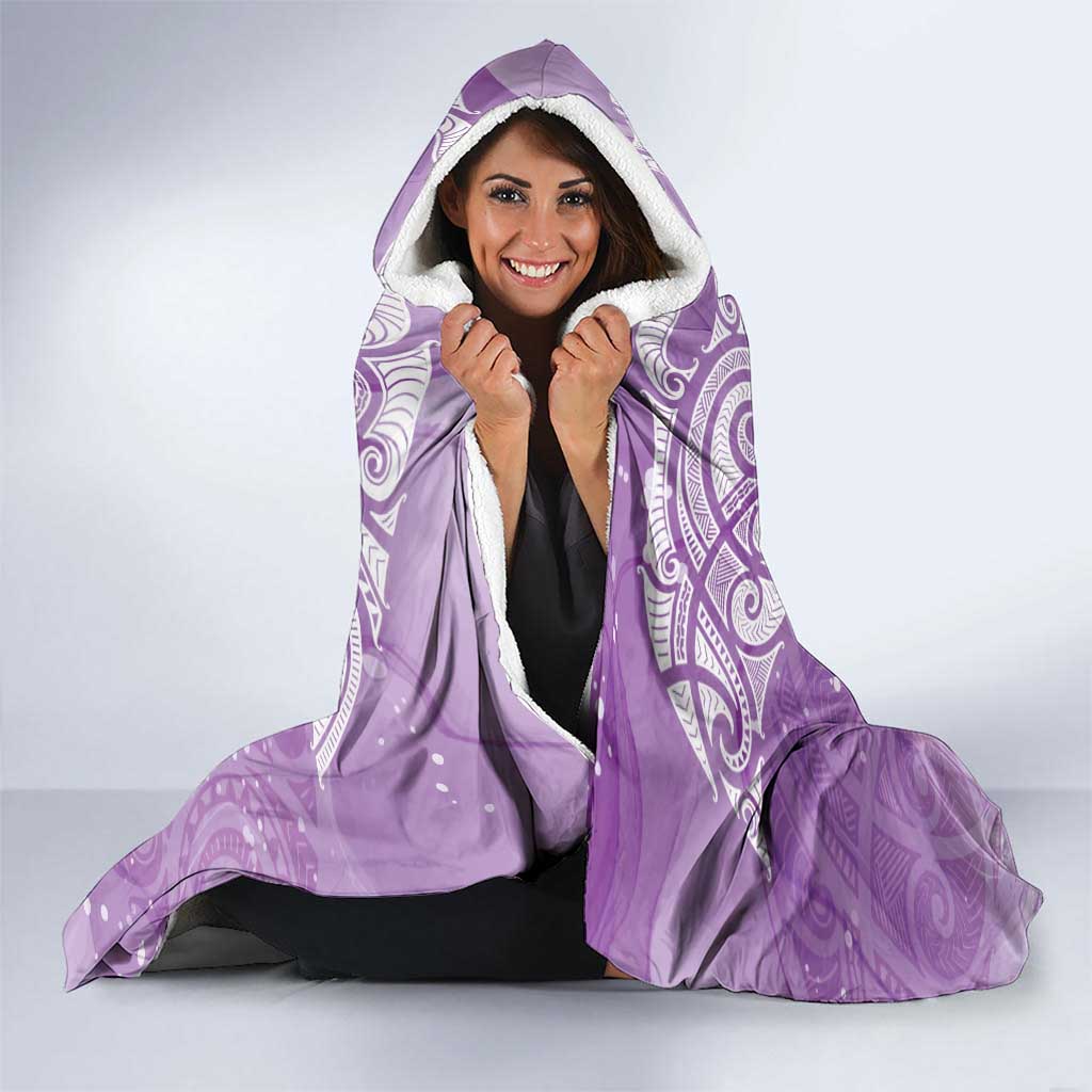 Epilepsy Awareness Maori Aotearoa Hooded Blanket Manta Ray - Purple Glaze - Aussie Hoodie