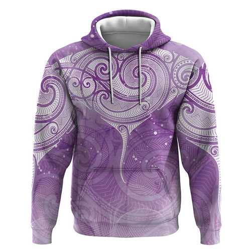 Epilepsy Awareness Maori Aotearoa Hoodie Manta Ray - Purple Glaze - Aussie Hoodie