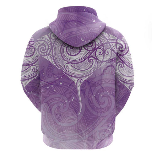 Epilepsy Awareness Maori Aotearoa Hoodie Manta Ray - Purple Glaze - Aussie Hoodie