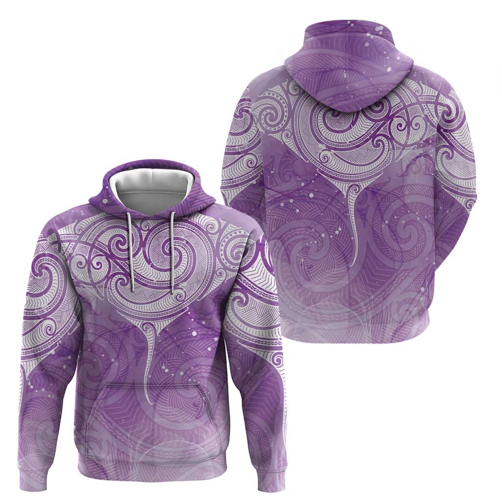 Epilepsy Awareness Maori Aotearoa Hoodie Manta Ray - Purple Glaze - Aussie Hoodie