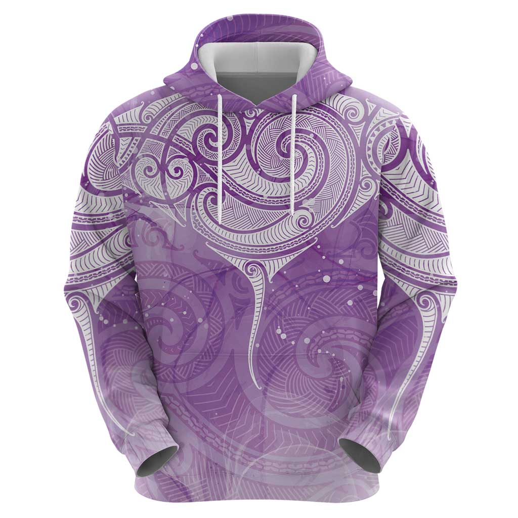 Epilepsy Awareness Maori Aotearoa Hoodie Manta Ray - Purple Glaze - Aussie Hoodie