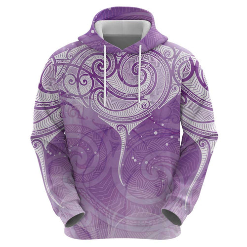 Epilepsy Awareness Maori Aotearoa Hoodie Manta Ray - Purple Glaze - Aussie Hoodie